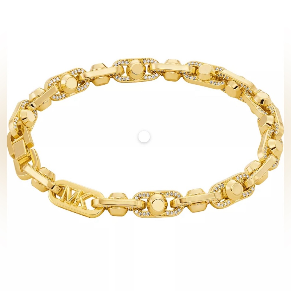 Michael Kors Brass Pavé Astor Link Chain Bracelet